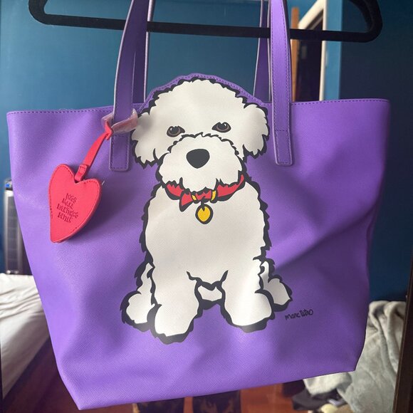 Marc Tetro Bishon Frise Purple Tote Bag - Picture 1 of 3